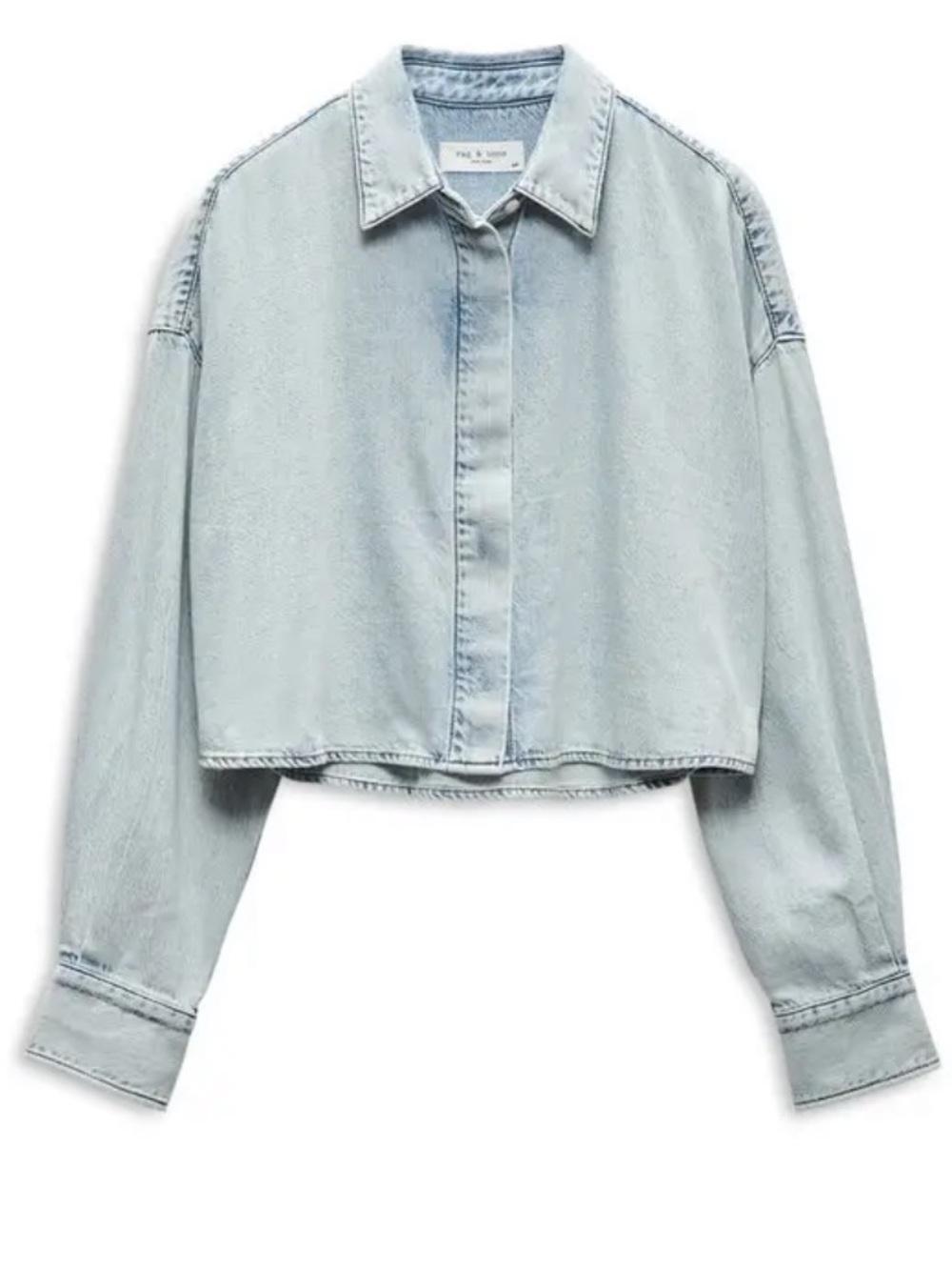 rag & bone Faded Light Blue Denim featherweight Beatrice cropped Shirt